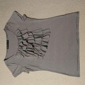 Outback Red Stripes Ruffles Top L